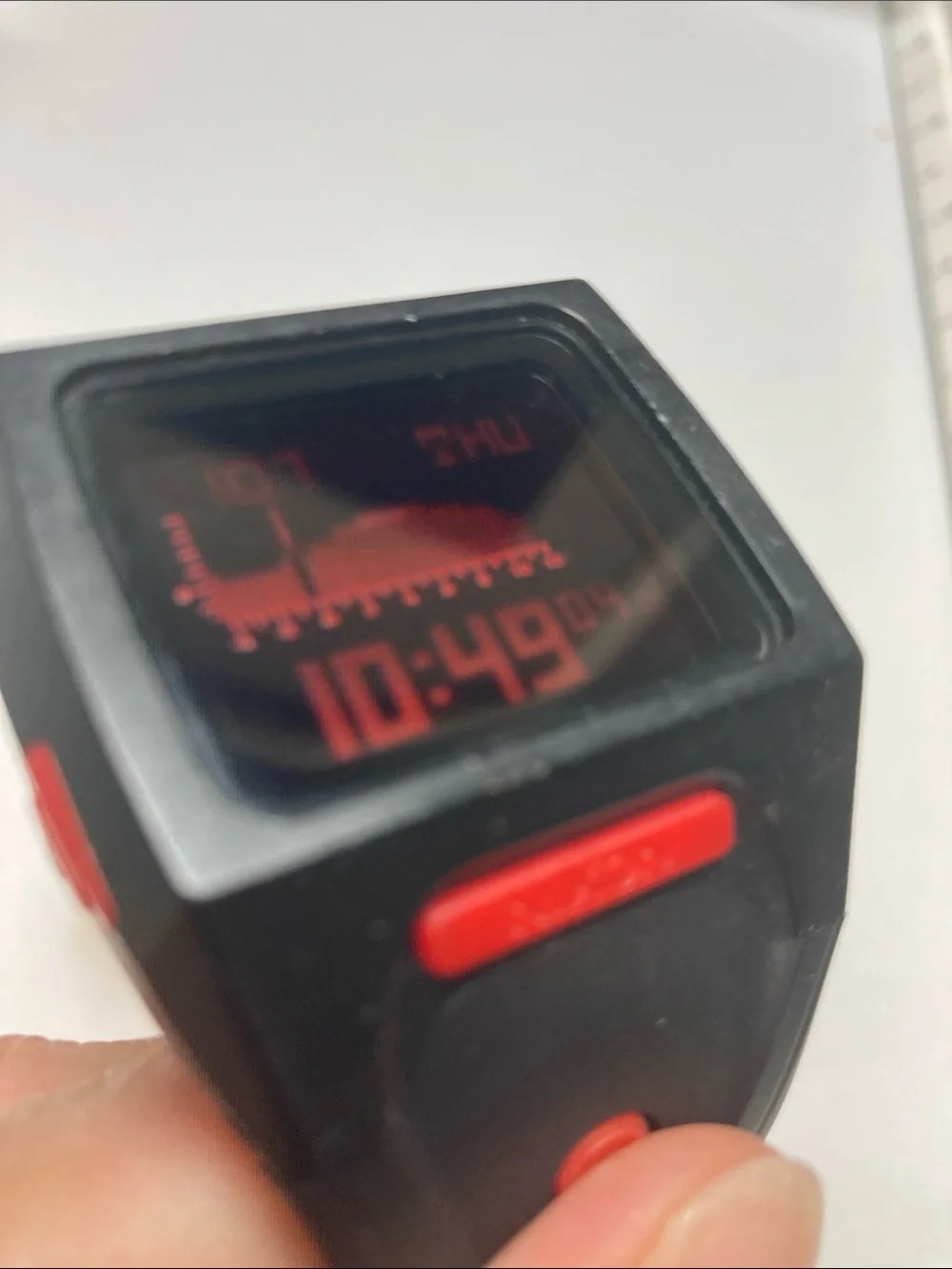 Nixon The Lodown, Black and Red Digital Surf Watch, new battery